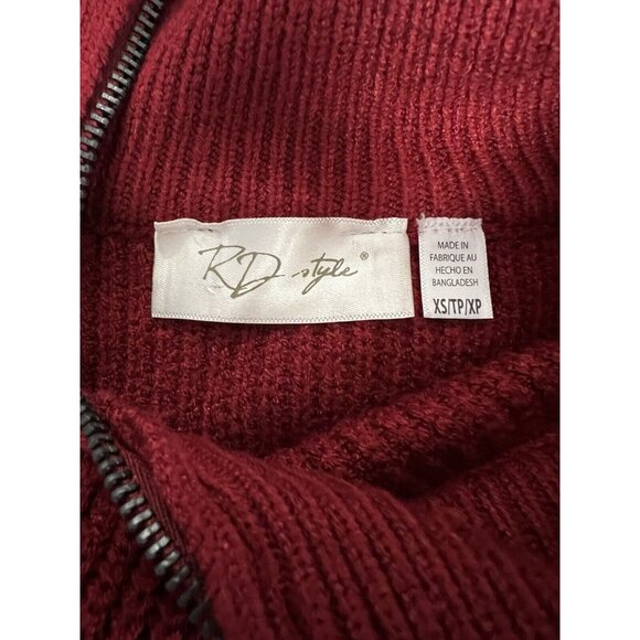 RD Style Oversized Sweater Womens Quarter Zip Mock Neck~Size XS~Red NWOT L10 19 - Picture 10 of 12